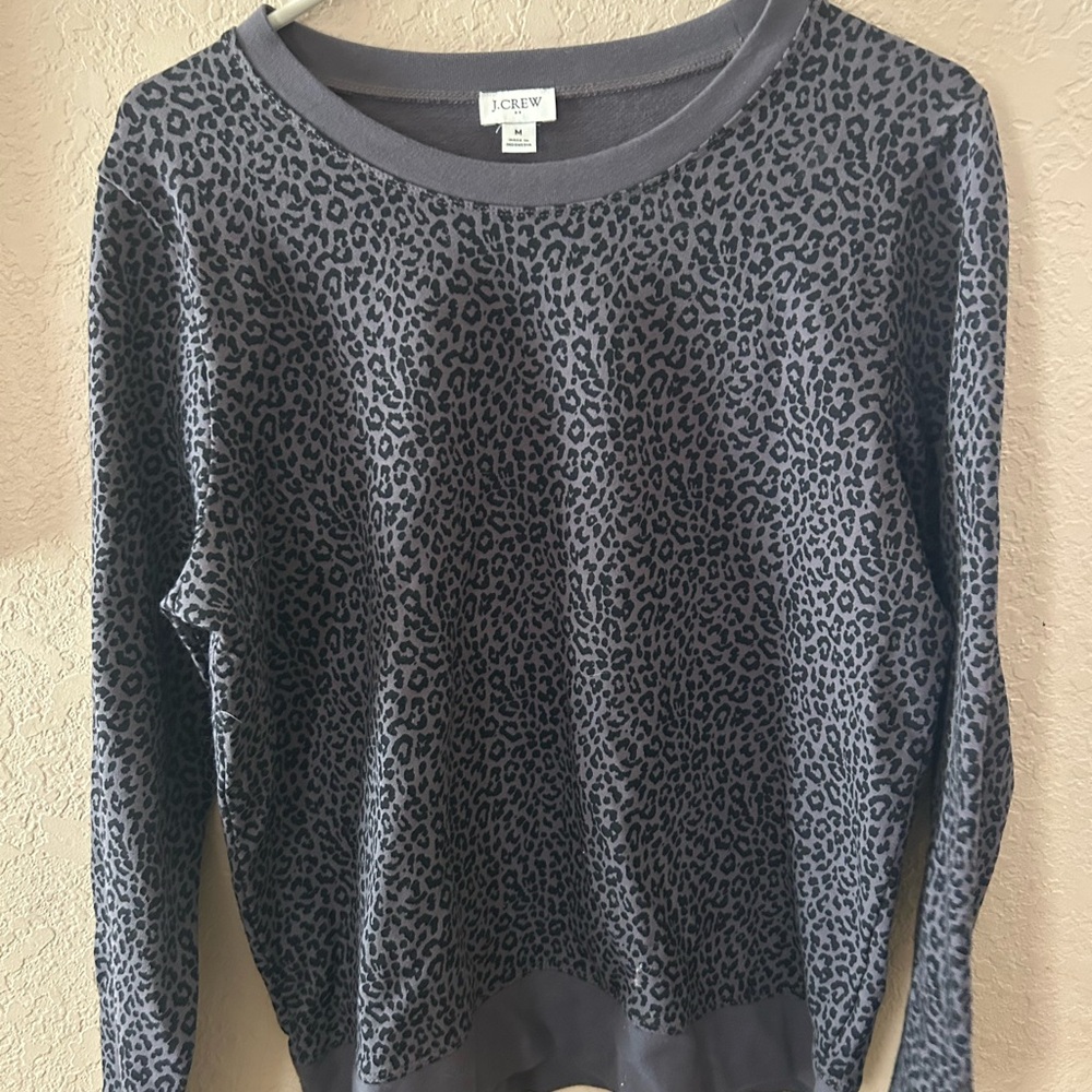 J. Crew Charcoal Animal Print Pullover